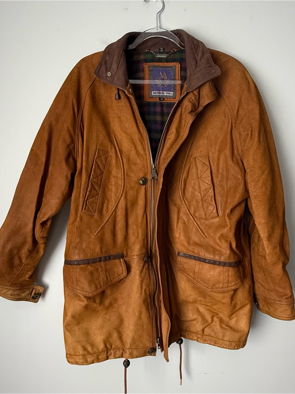 Members Only Tan Brown Suede Field Jacket